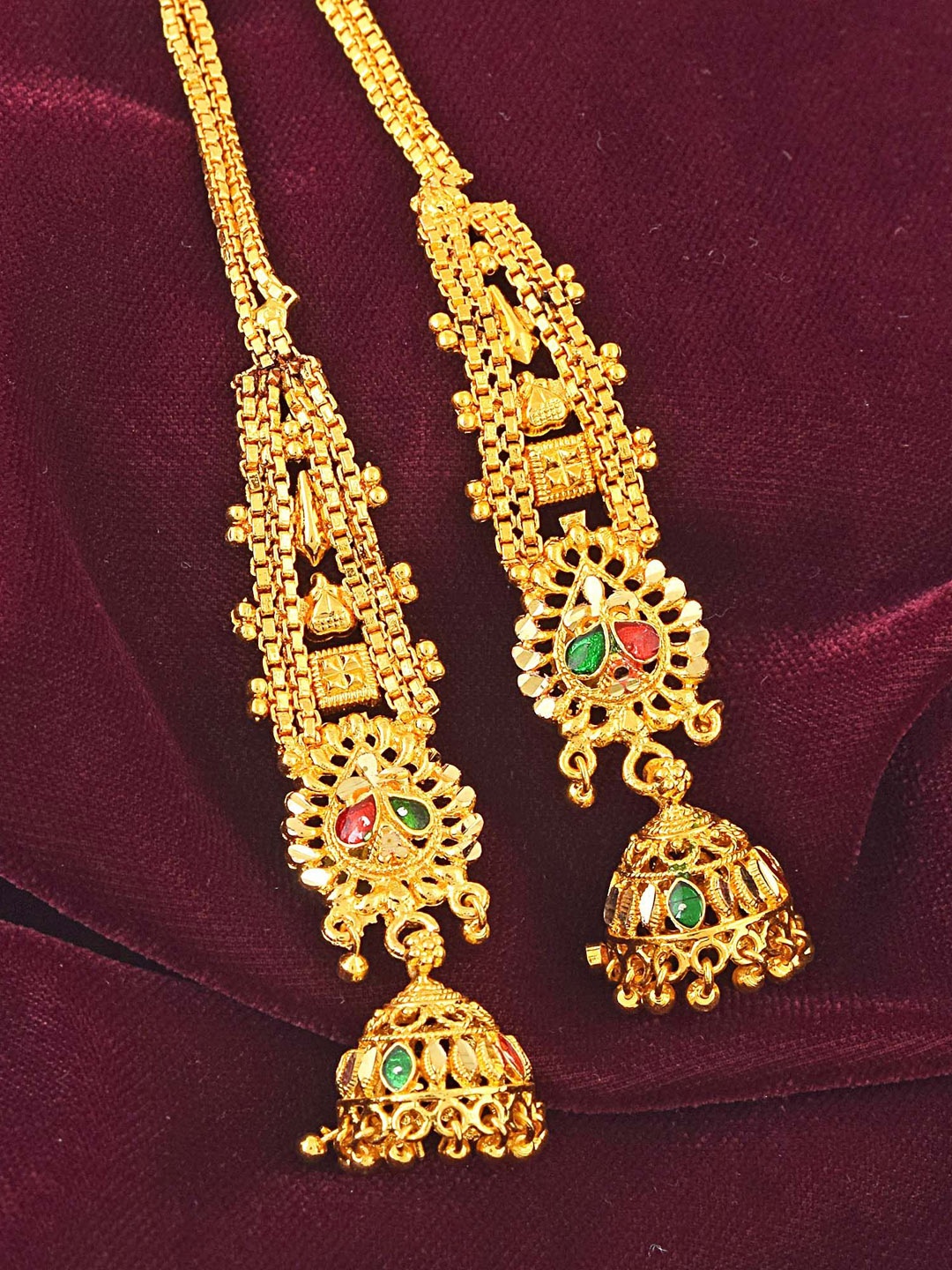 

MEMOIR Gold-Plated Kundan & CZ Studded Meenakari Classic Jhumkas