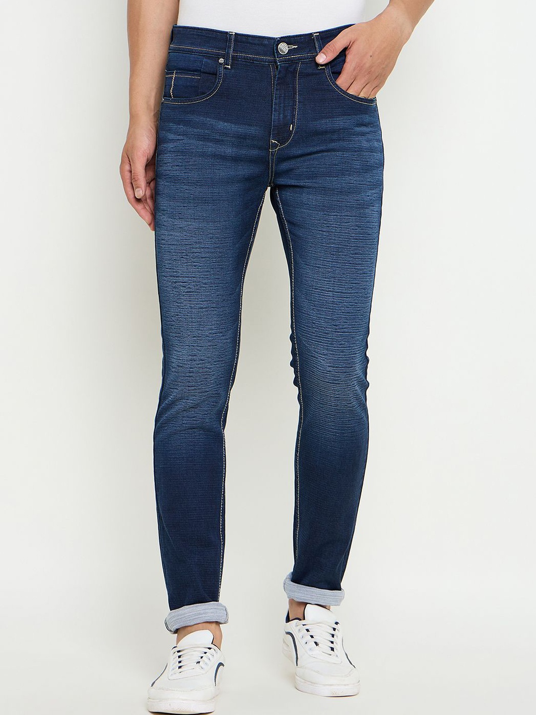

Duke Men Slim Fit Heavy Fade Stretchable Cotton Jeans, Blue
