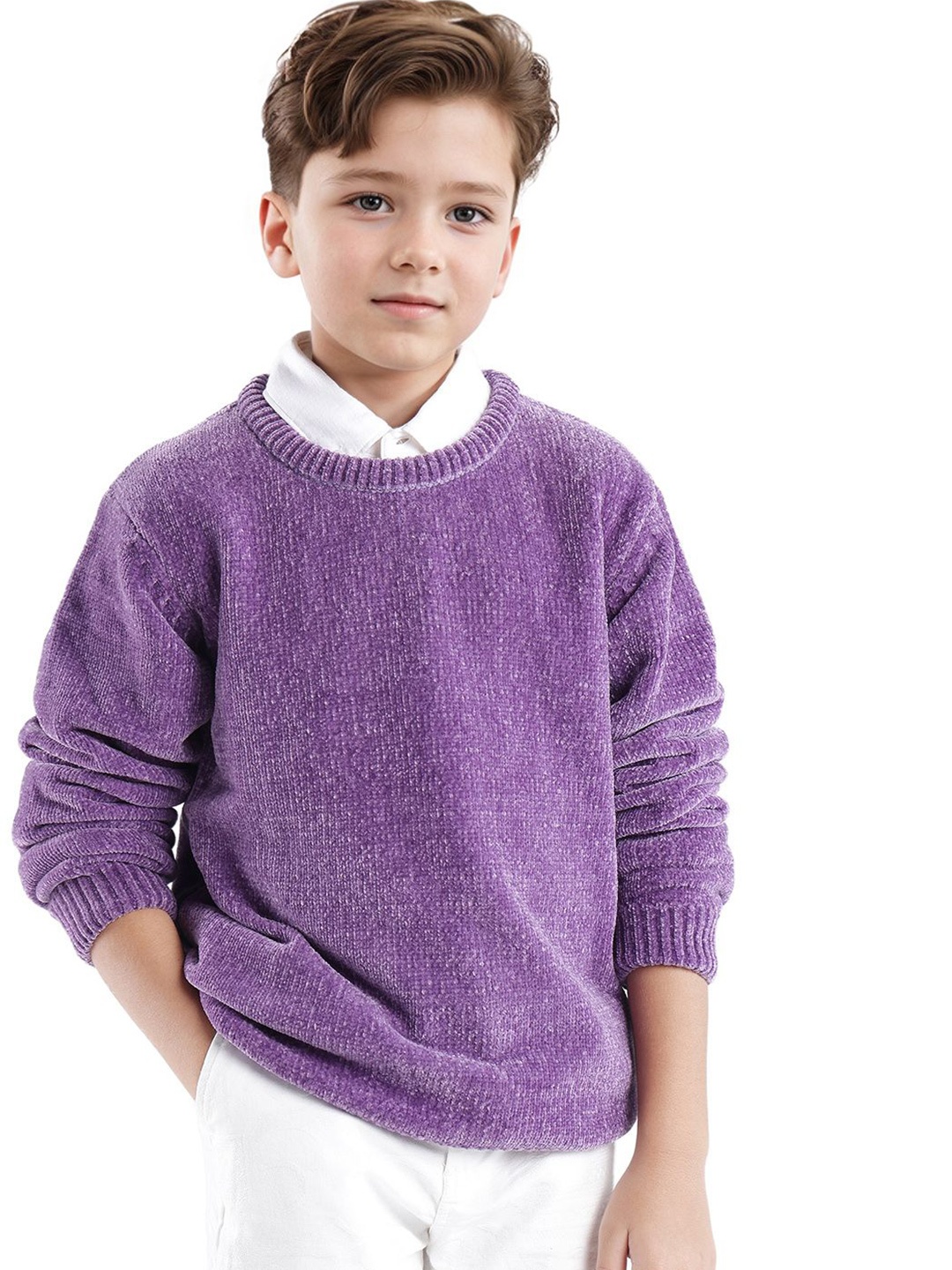 

Rare Ones Boys Solid Sweater, Purple