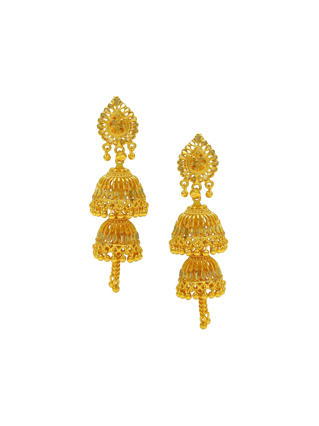 

MEMOIR Gold-Plated Quartz Studded Dome Shaped Jhumkas