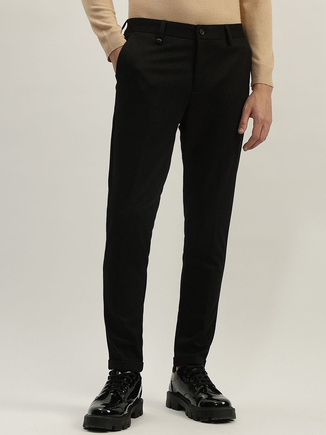 

Antony Morato Men Mid-Rise Skinny Fit Trousers, Black