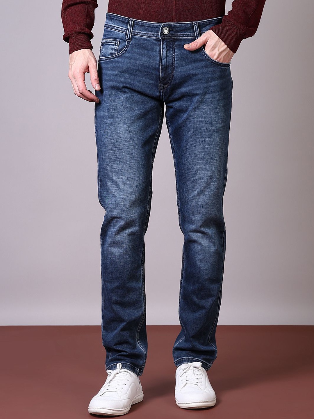 

V-Mart Men Cotton Mid-Rise Light Fade Stretchable Jeans, Blue
