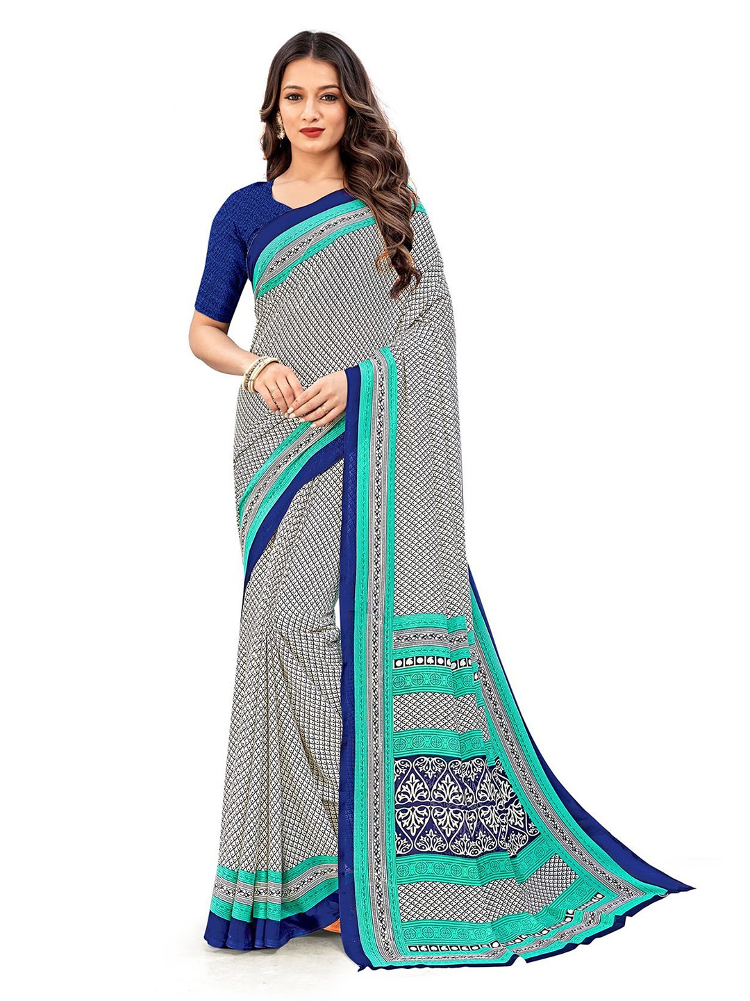 

Navvi Printed Saree, Blue