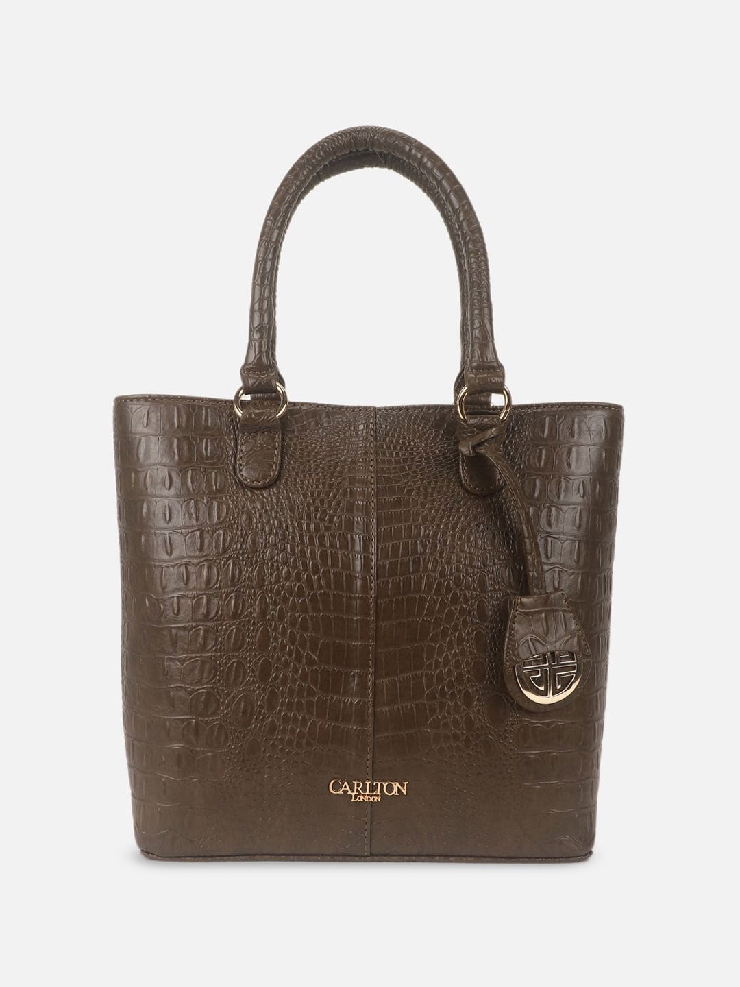 

Carlton London Textured Structured Handheld Bag, Brown