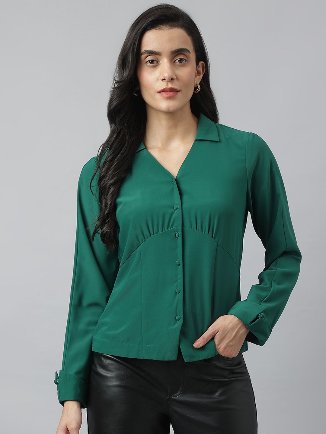 

Latin Quarters Women Casual Full Sleeve Shirt, Green