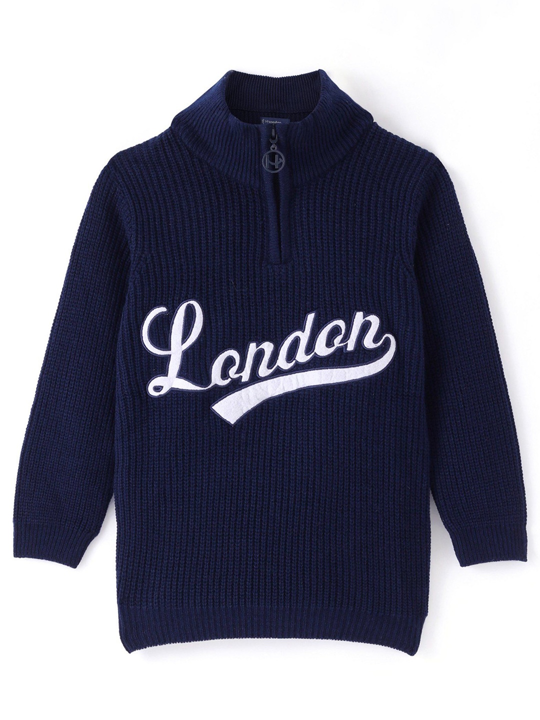 

Honeyhap Kids Printed Mock Collar Long Sleeves Pullover, Navy blue