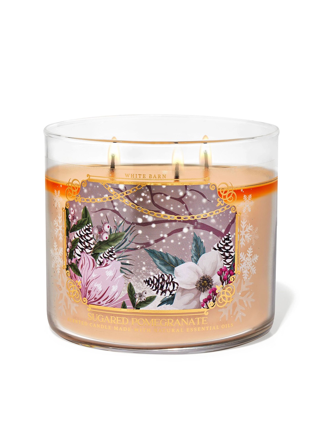 

Bath & Body Works Sugared Pomegranate Scented 3-Wick Candle - 411g, White