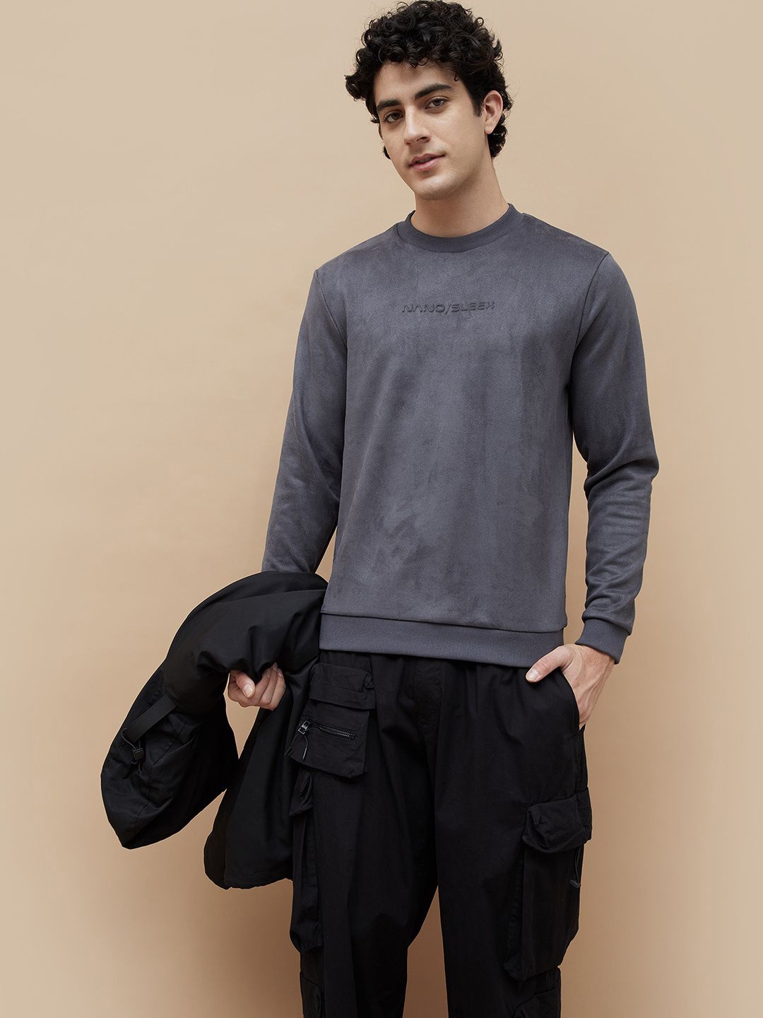 

Bossini Men Printed Long Sleeves Round Neck Pullover Sweatshirt, Grey