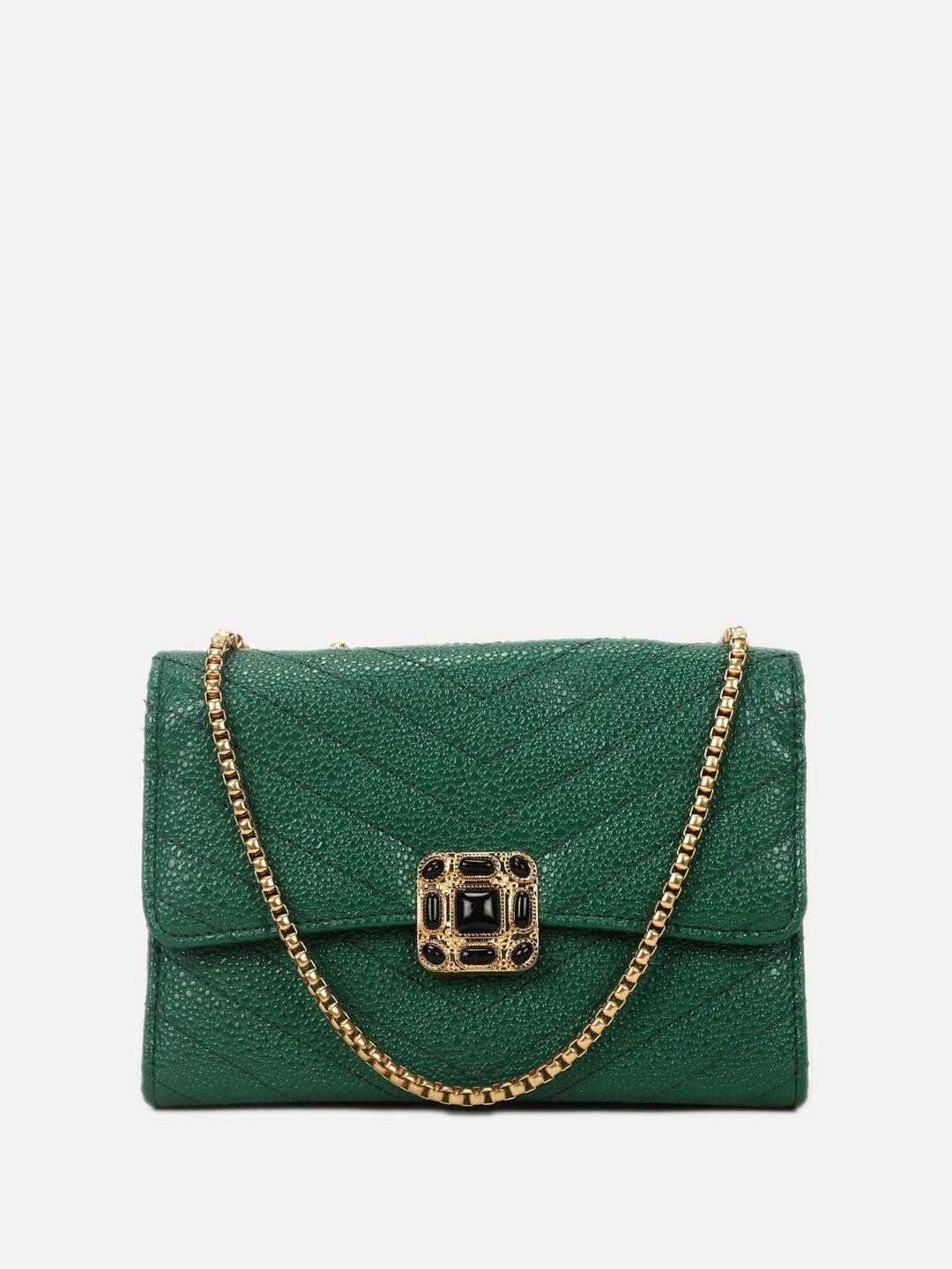 

Carlton London Textured Structured Handheld Bag, Green
