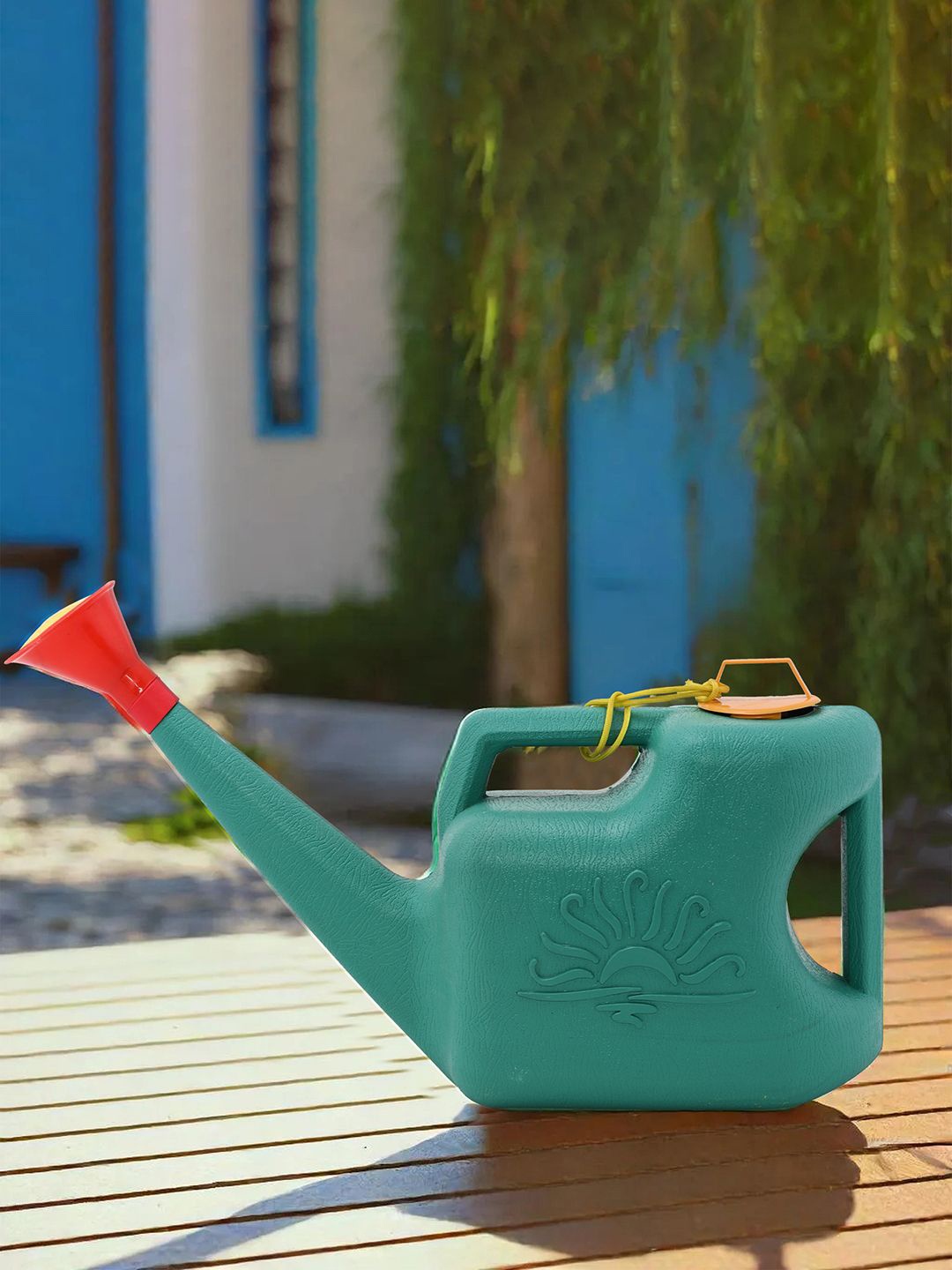 

Kuber Industries Green & Red Watering Can With Sprinkler - 5 L
