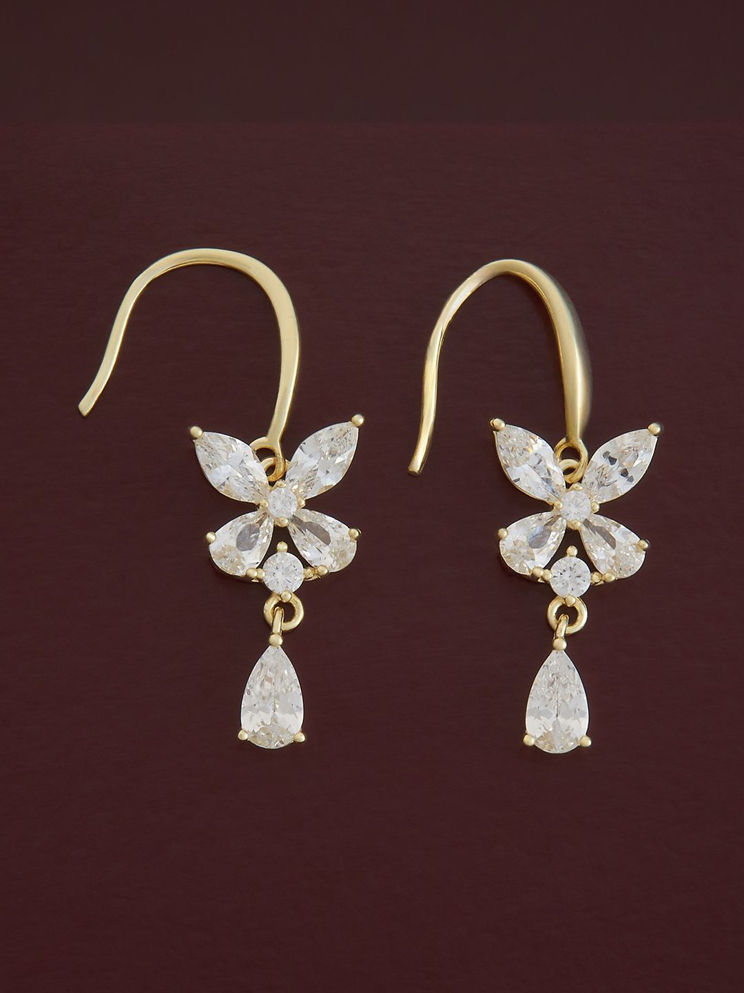 

Kushal's Fashion Jewellery 92.5 Sterling Silver Zircon Gold-Plated Drop Earrings