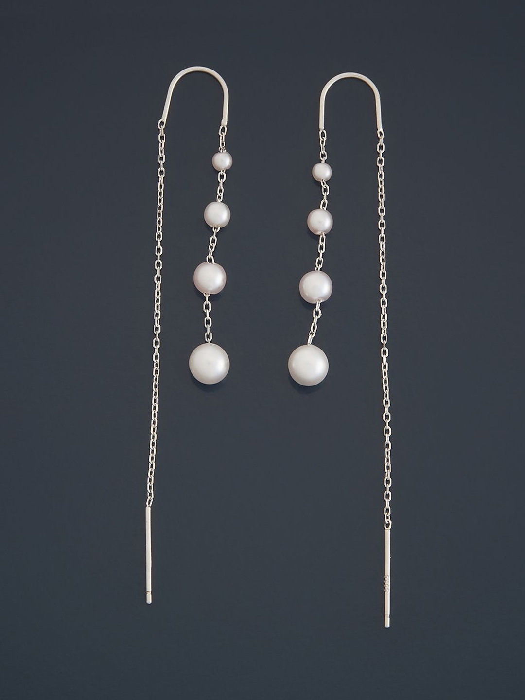 

Kushal's Fashion Jewellery Sterling Silver Pearls Rhodium-Plated Drop Earrings