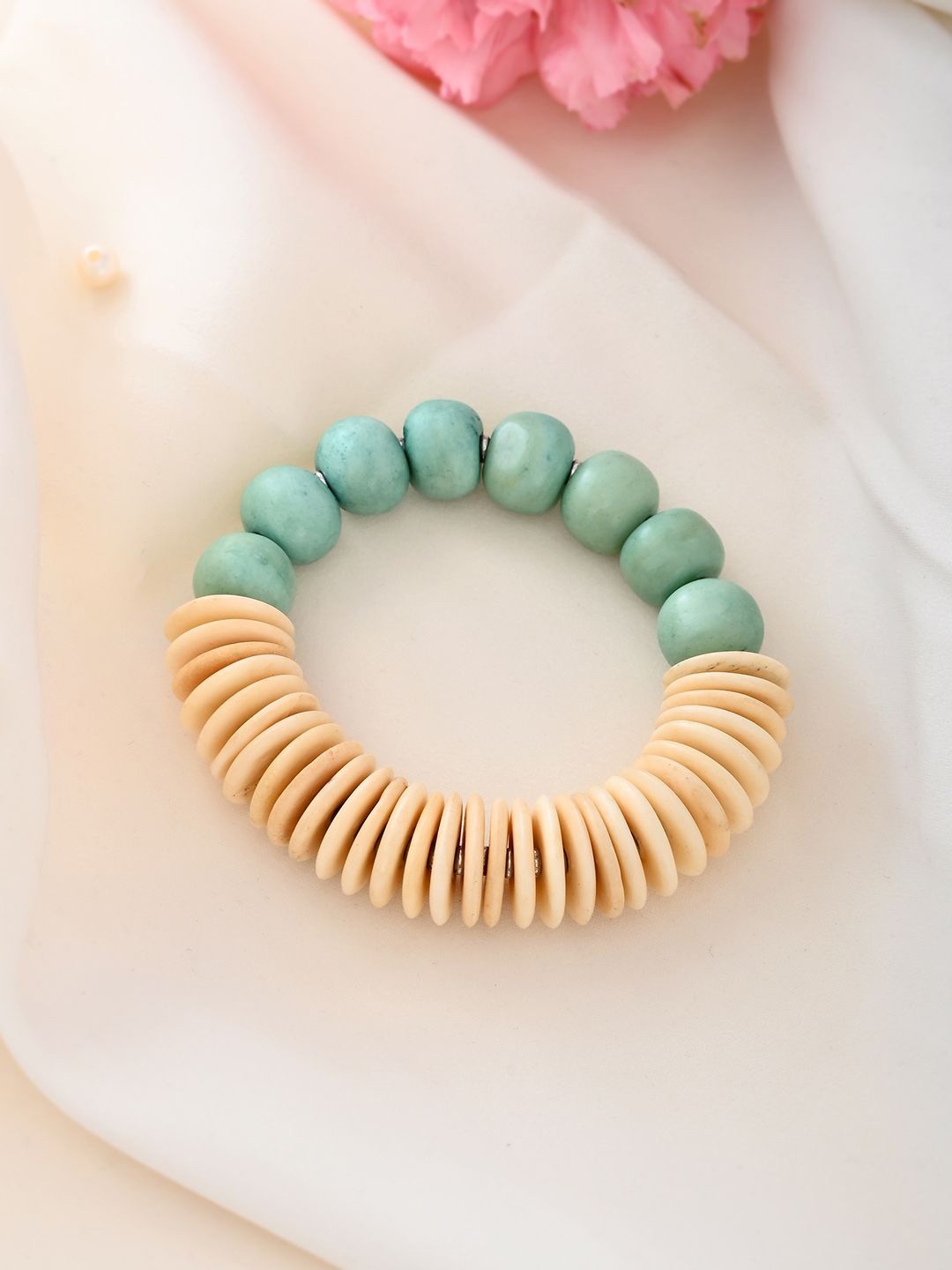 

RICHEERA Beaded Elasticated Bracelet, Green
