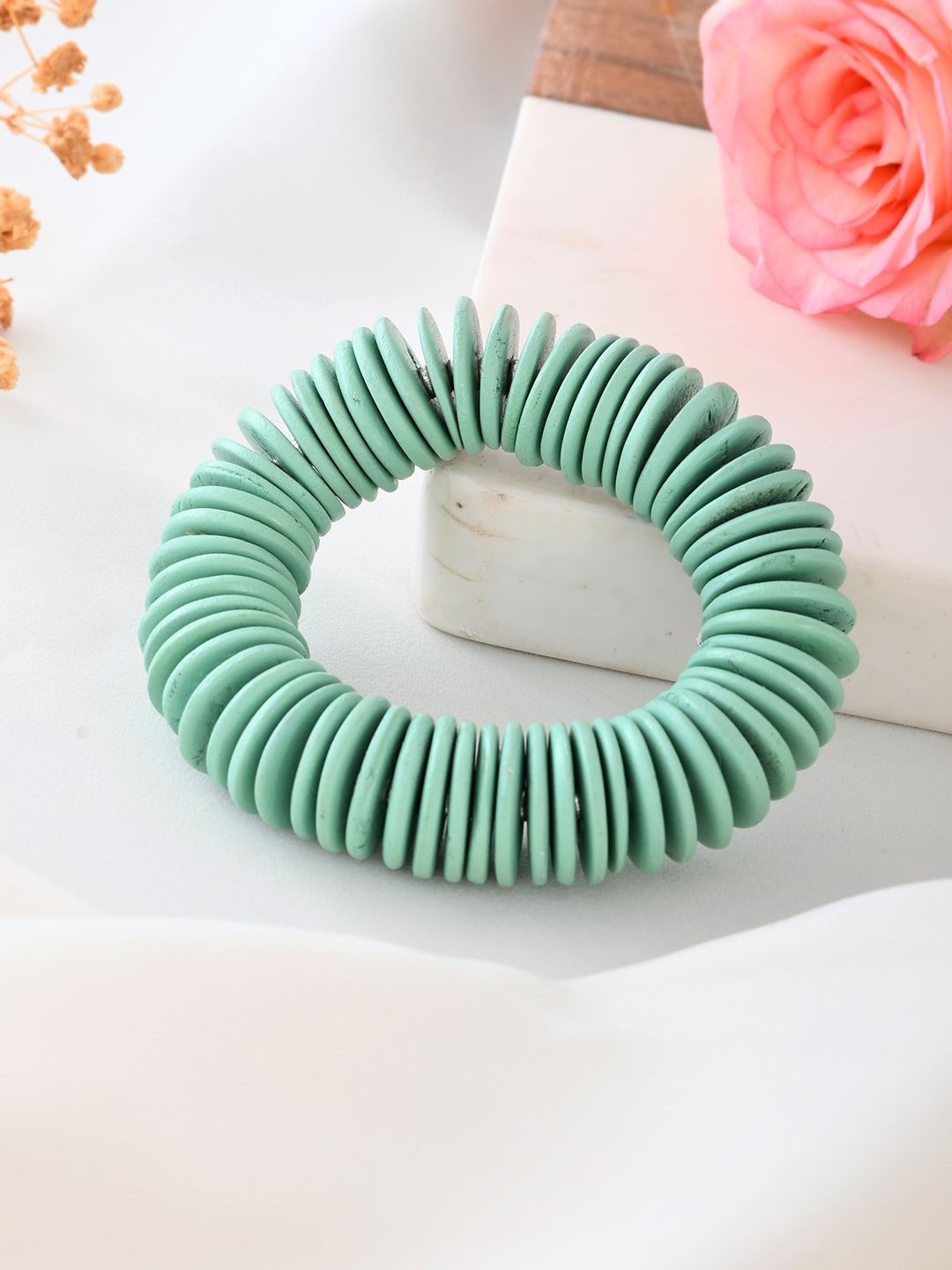 

RICHEERA Beaded Elasticated Bracelet, Green