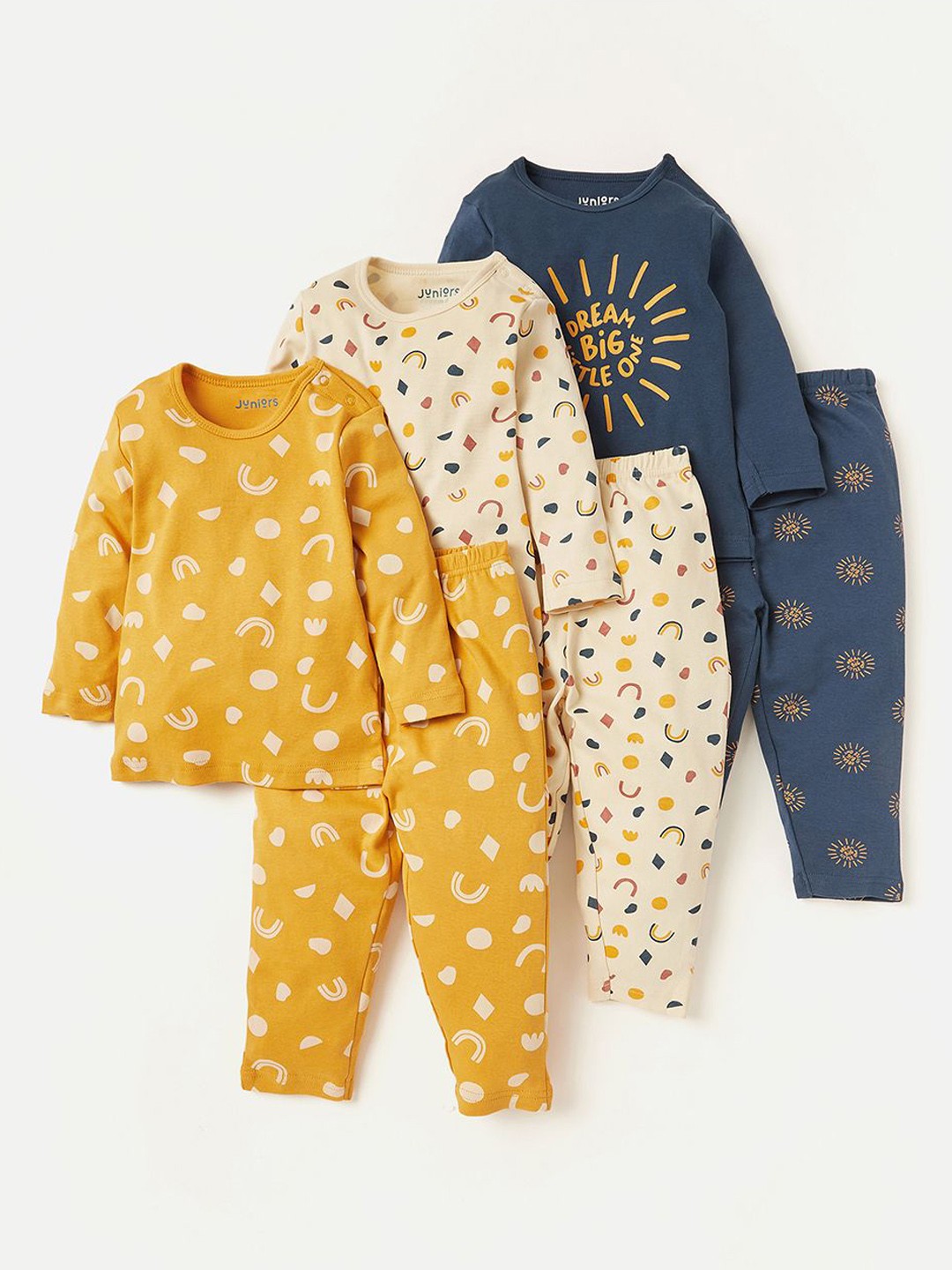 

Juniors by Babyshop Boys Pack Of 3 Printed Pure Cotton Night Suits, Blue