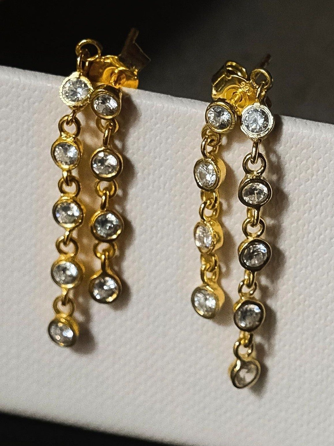 

Anushka Jain Jewellery 925 Sterling Silver Gold Plated CZ Studded Classic Drop Earrings