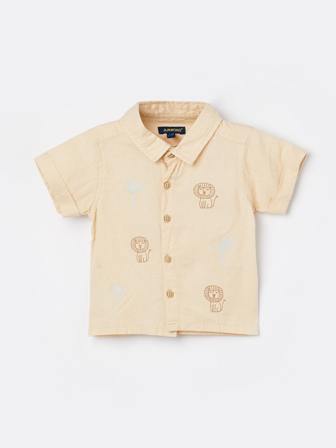 

Juniors by Lifestyle Boys Embroidered Pure Cotton Casual Shirt, Beige