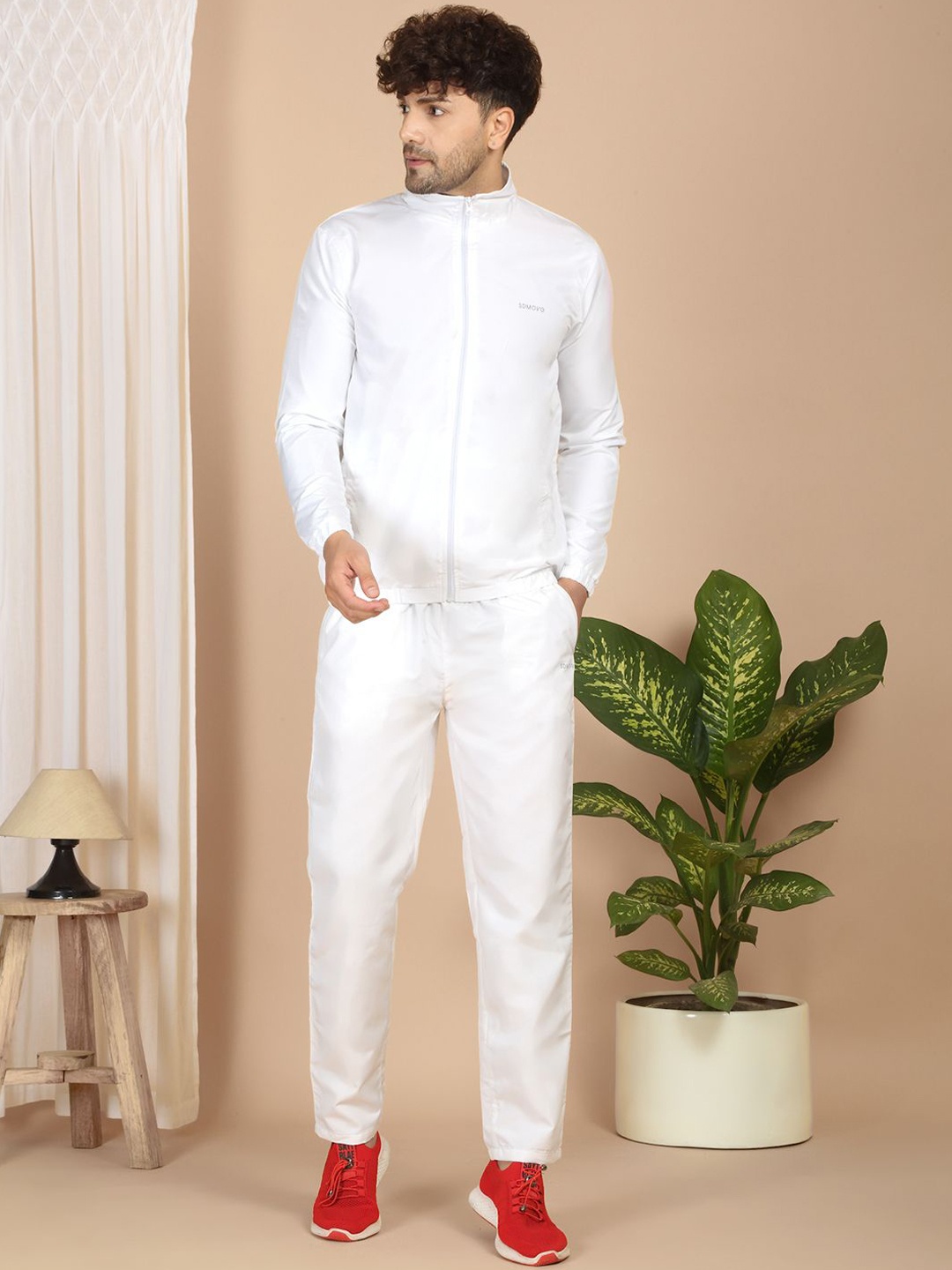 

Sweet Dreams Men Mock Collar Tracksuits, White