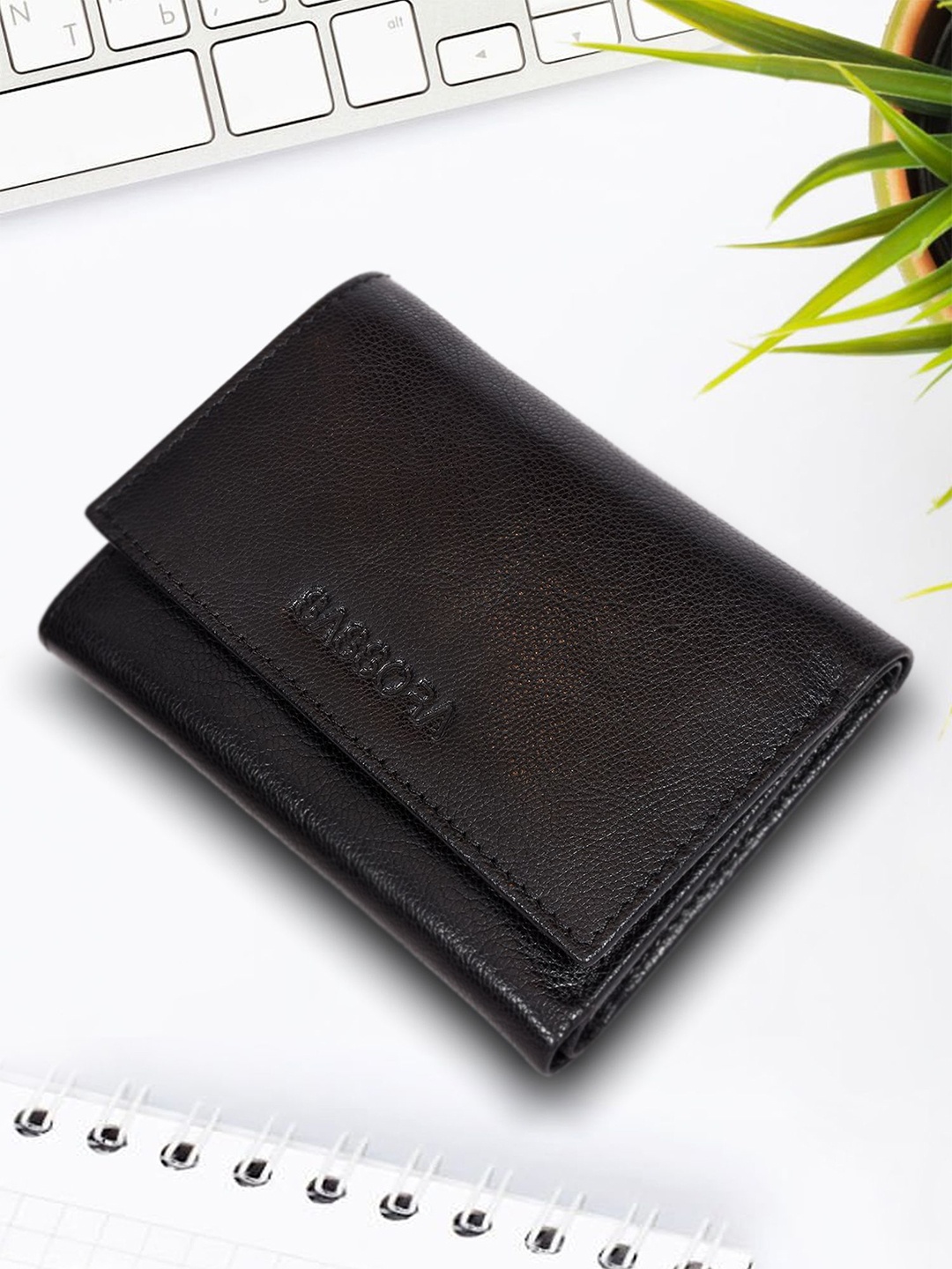 

Sassora Women Leather Three Fold Wallet, Black