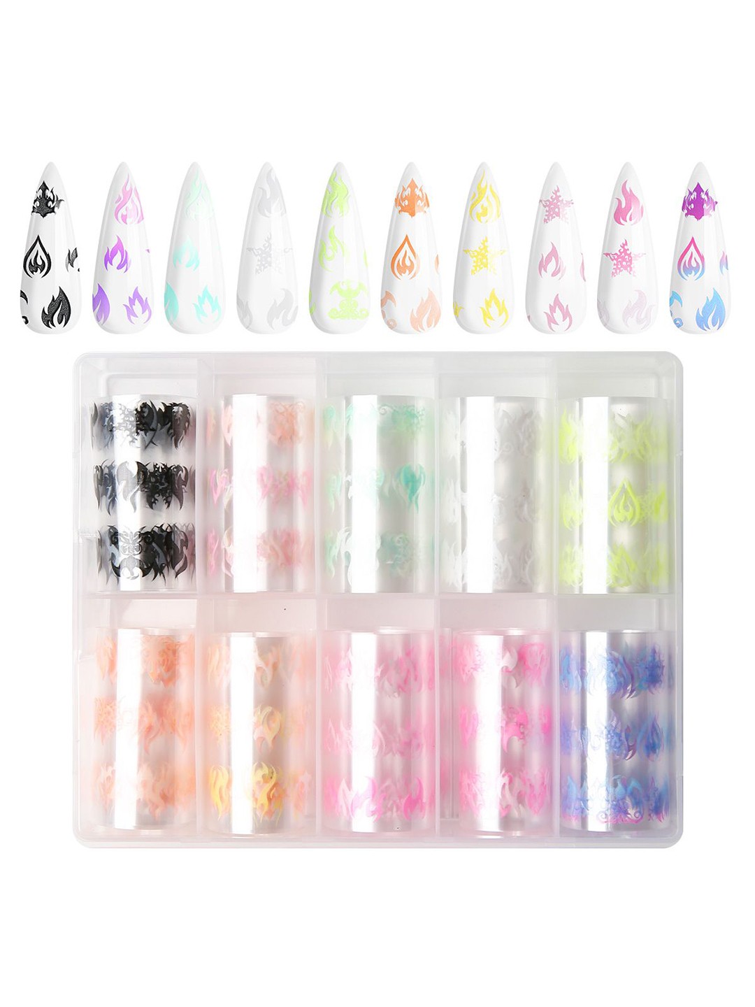 

Modelones Set Of 10 Foil Decals Design Nail Art - 100 cm, Multi