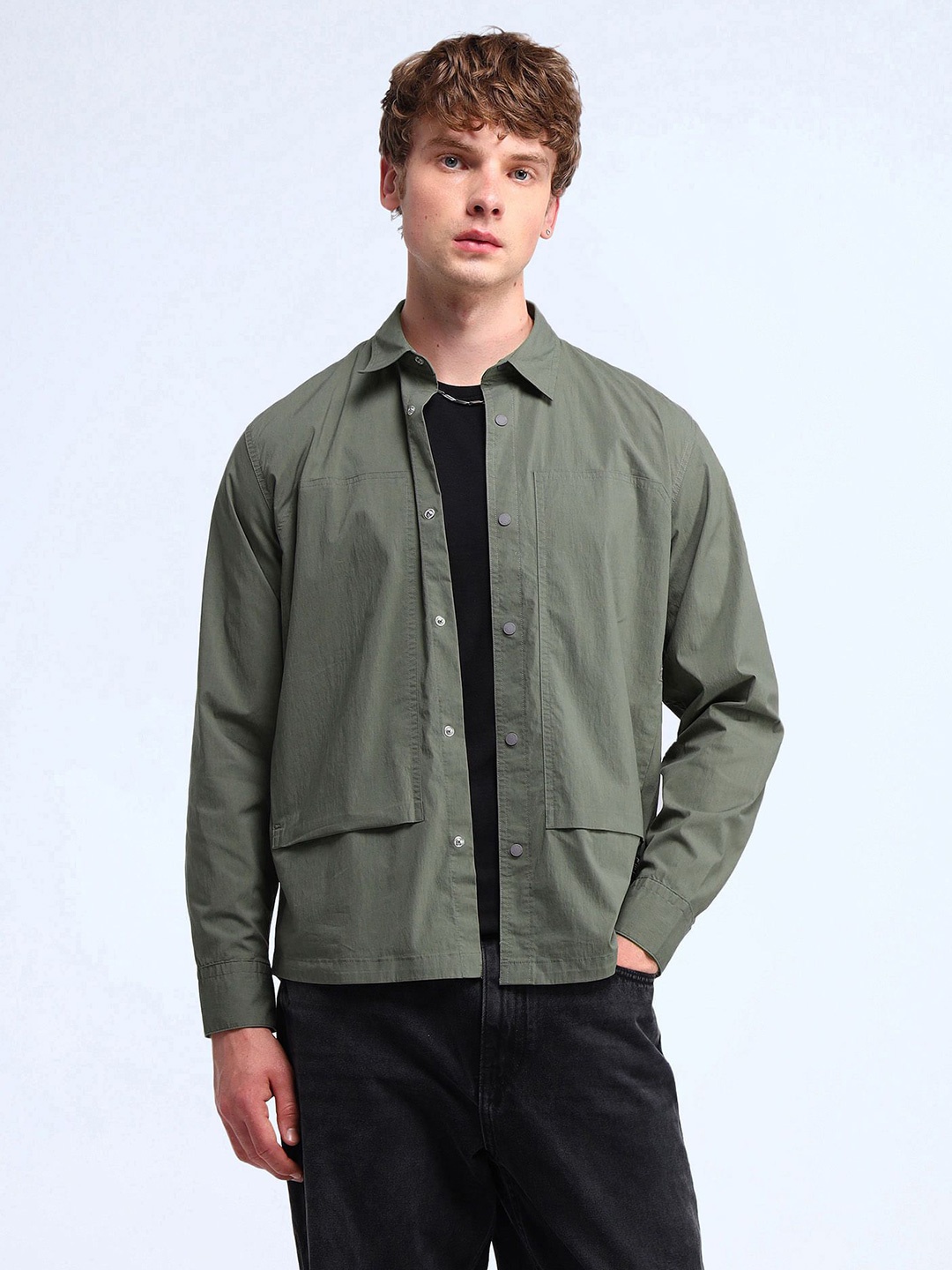 

Flying Machine Men Relaxed Casual Shirt, Green