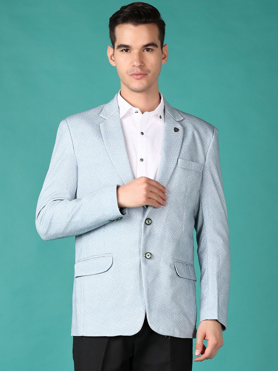 

V-Mart Notched Lapel Single Breasted Blazer, Blue