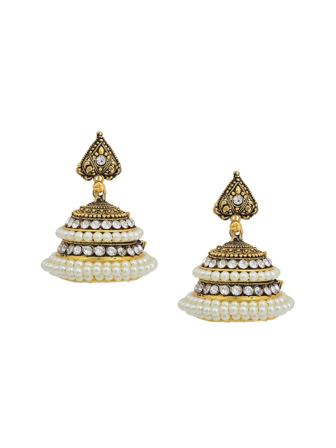

MEMOIR Gold-Plated CZ Studded Classic Jhumkas