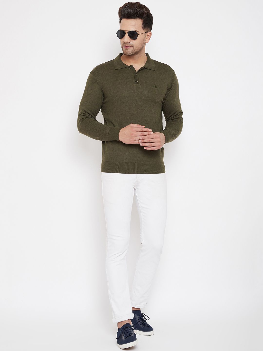 

98 Degree North Men Woollen Pullover, Olive