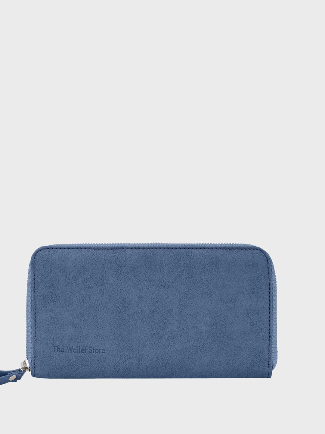 

The Wallet Store Solid Zip Around Wallet, Blue