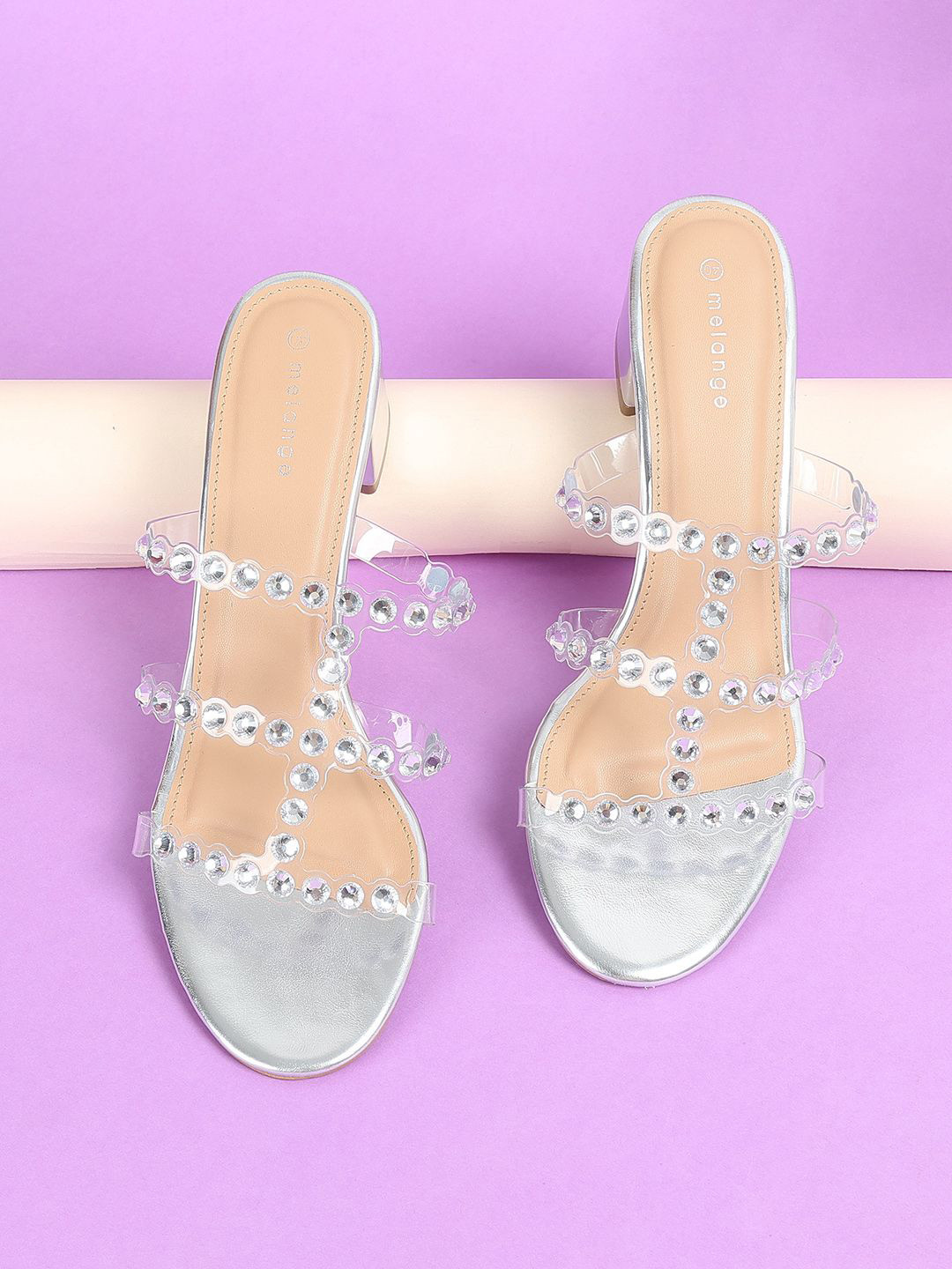 

Melange by Lifestyle Women Embellished Party Sandals, Silver