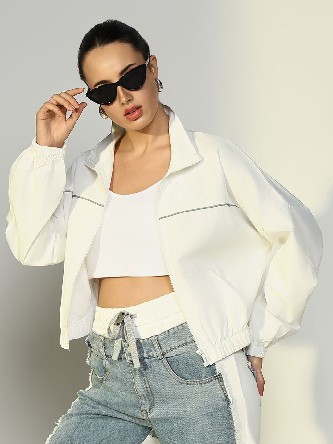 

SHOWOFF Women Windcheater Bomber Jacket, White