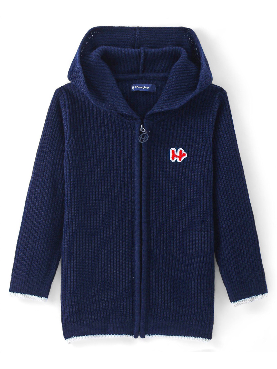 

Honeyhap Kids Open Knit Front Open Hooded Cardigan, Navy blue