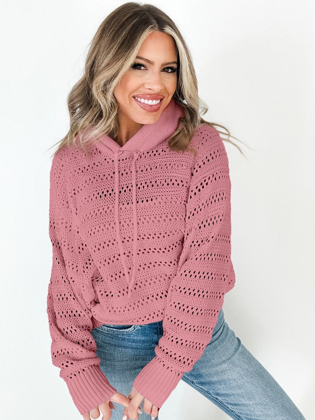 

StyleCast Women Cotton Self Design Pullover, Peach