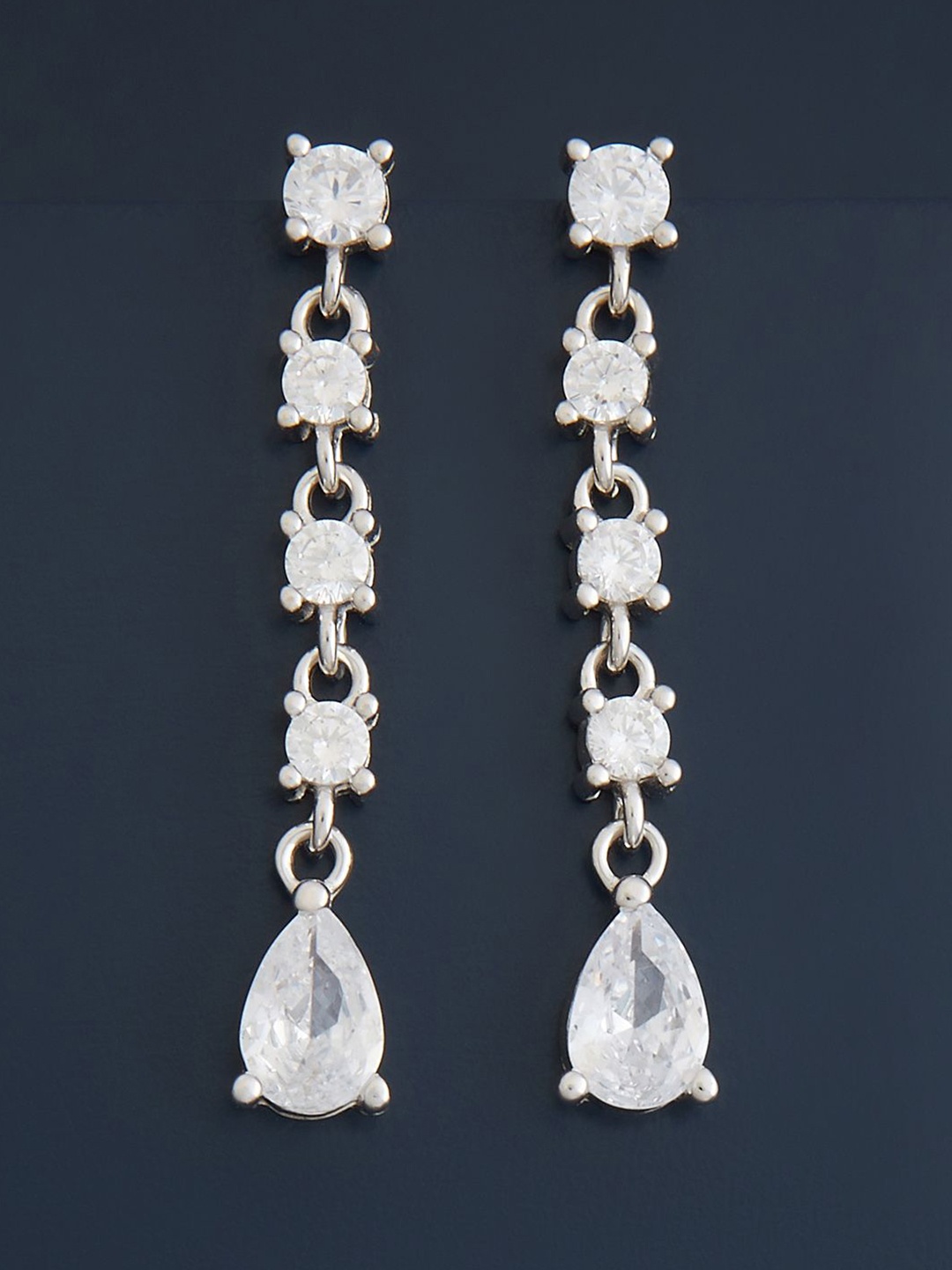 

Kushal's Fashion Jewellery Sterling Silver Zircon Rhodium-Plated Drop Earrings