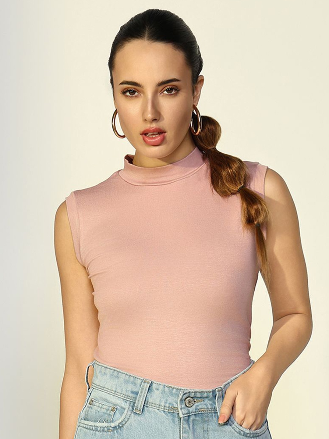 

SHOWOFF Women High Neck Sleeveless Top, Pink