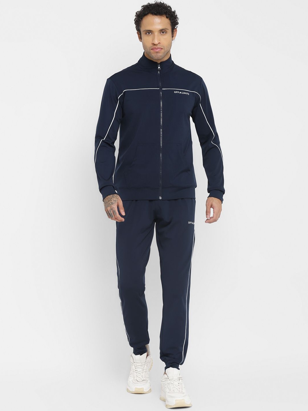 

OFF LIMITS Men Brand Logo Printed Long Sleeve Tracksuits, Navy blue