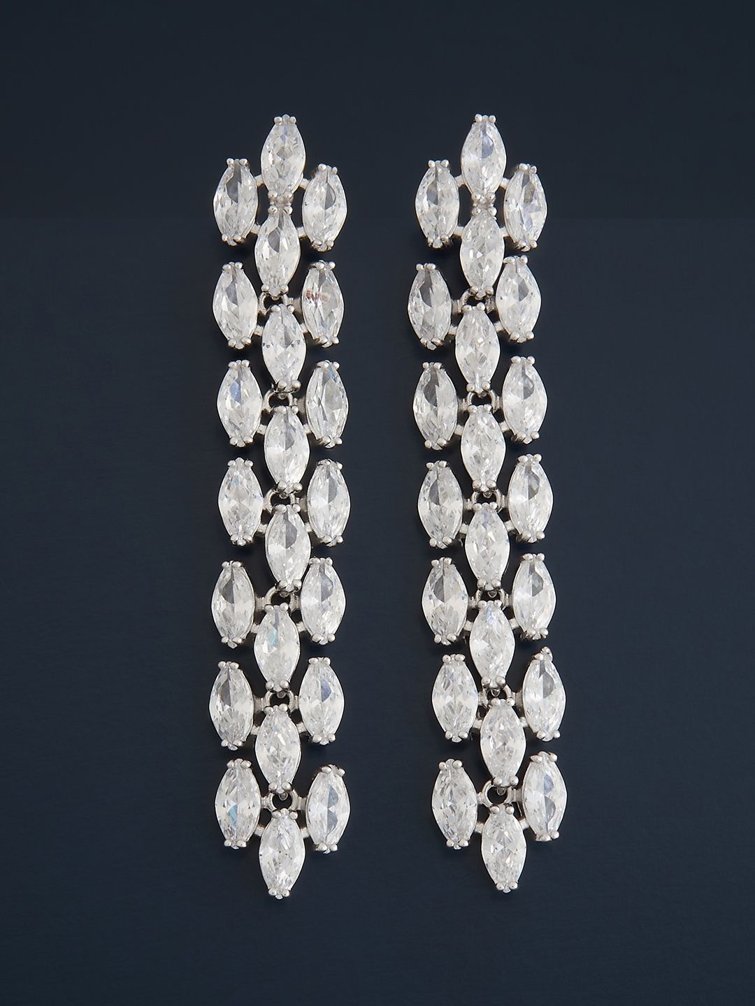 

Kushal's Fashion Jewellery Sterling Silver Zircon Rhodium-Plated Drop Earrings