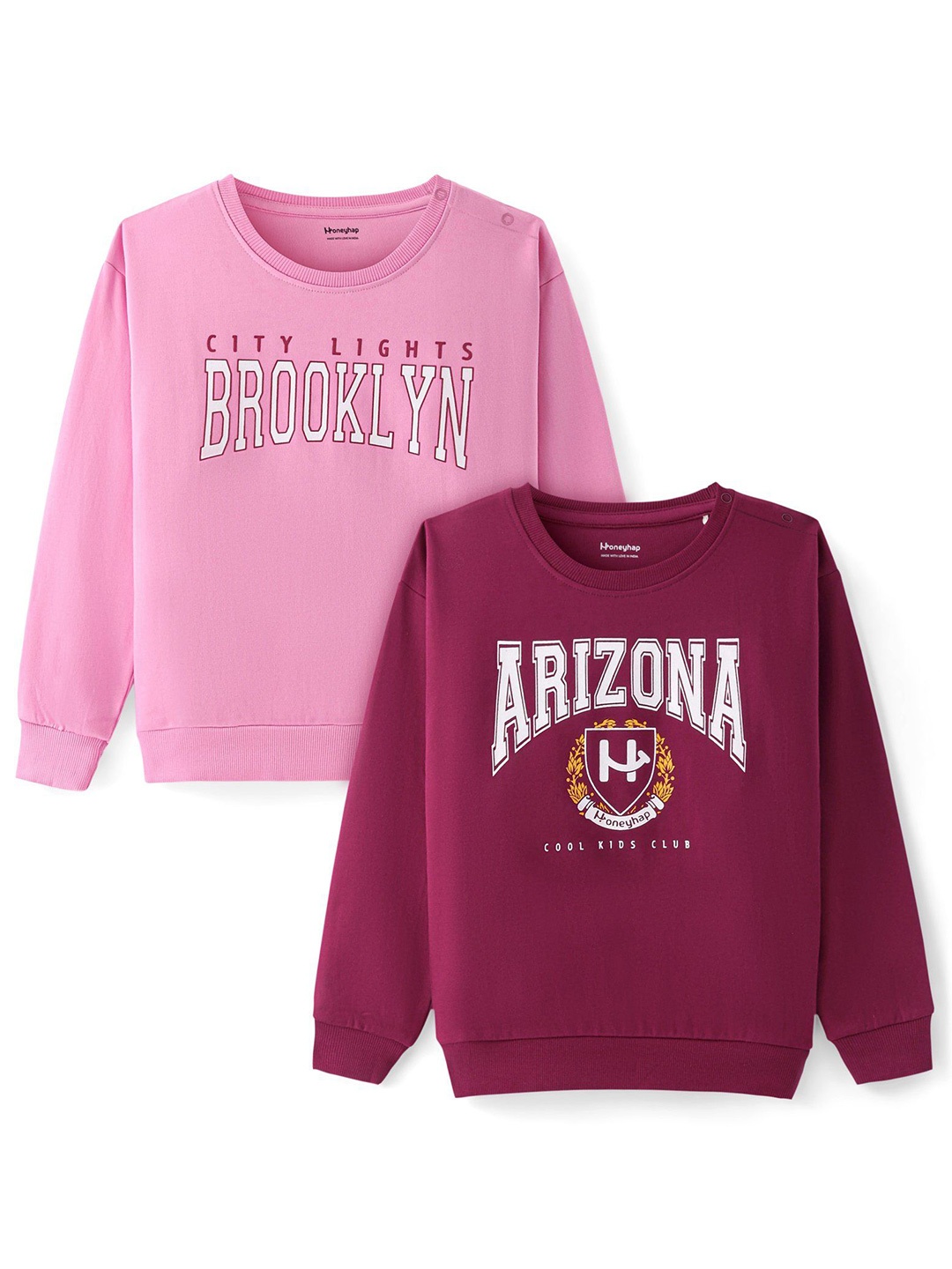 

Honeyhap Girls Pack Of 2 Typography Printed Sweatshirt, Maroon