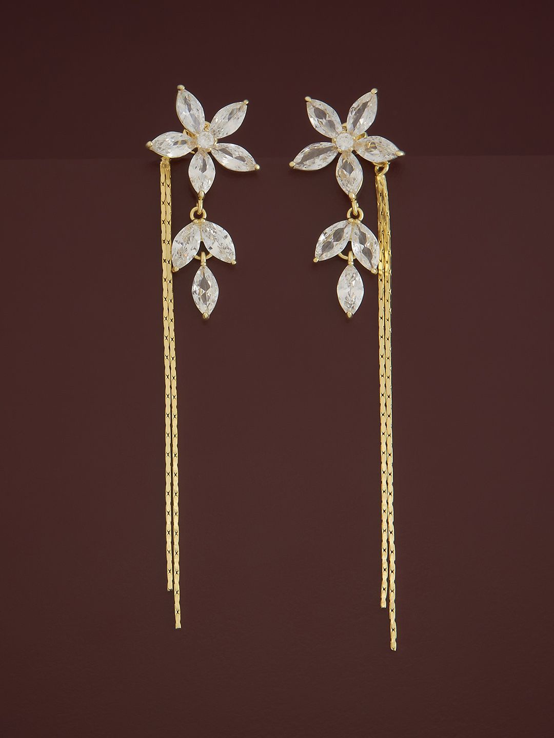 

Kushal's Fashion Jewellery Sterling Silver Zircon Gold-Plated Drop Earrings