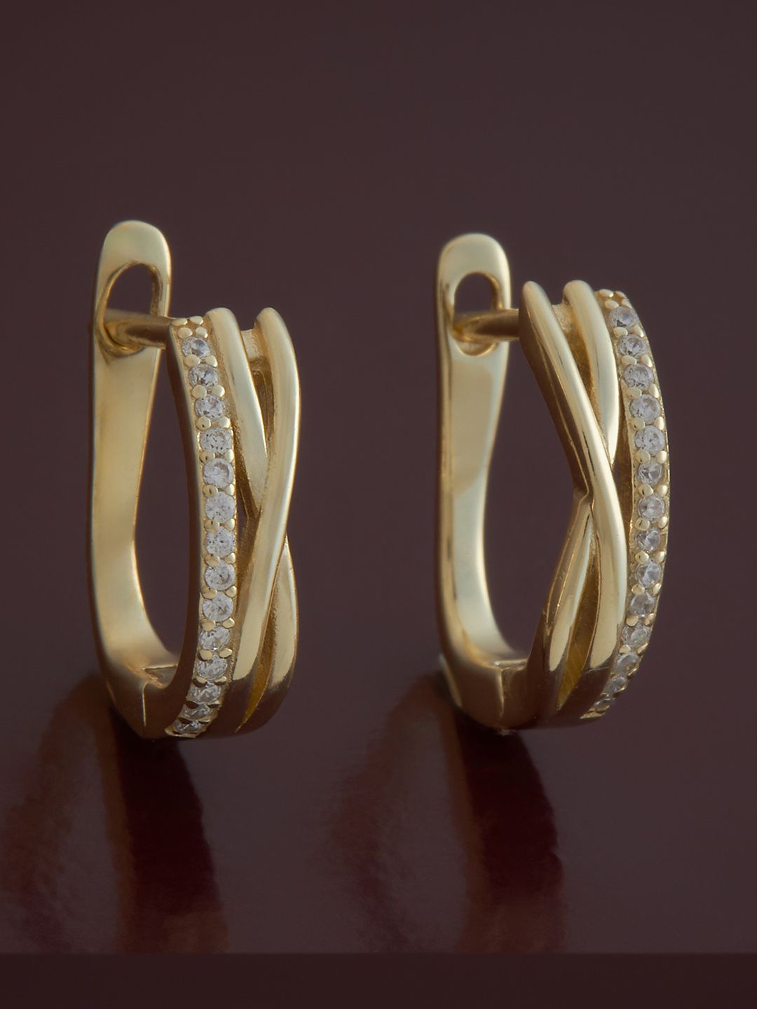 

Kushal's Fashion Jewellery Sterling Silver Zircon Gold-Plated Hoop Earrings