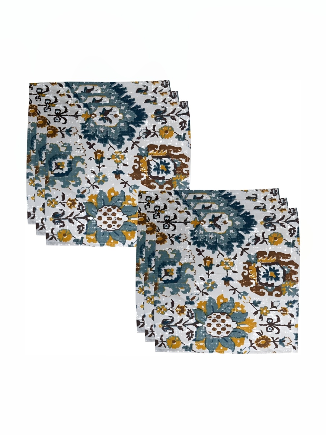 

BILBERRY Furnishing by preeti grover White & Blue 6 Pieces Printed Table Napkins