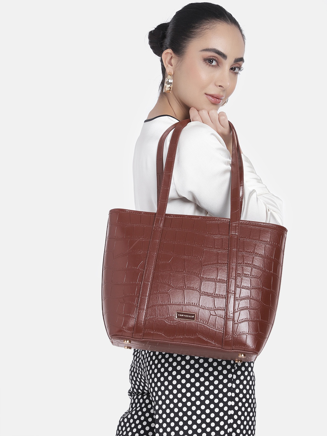 

Van Heusen Animal Textured Structured Shoulder Bag, Brown