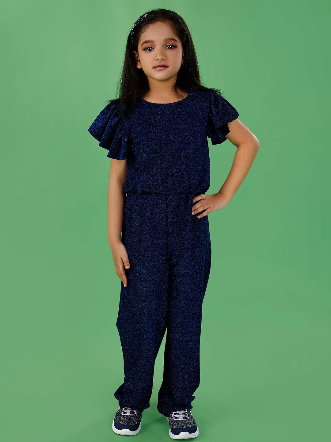 

ZIP ZAP ZOOP Girls Shimmery Basic Jumpsuit, Navy blue