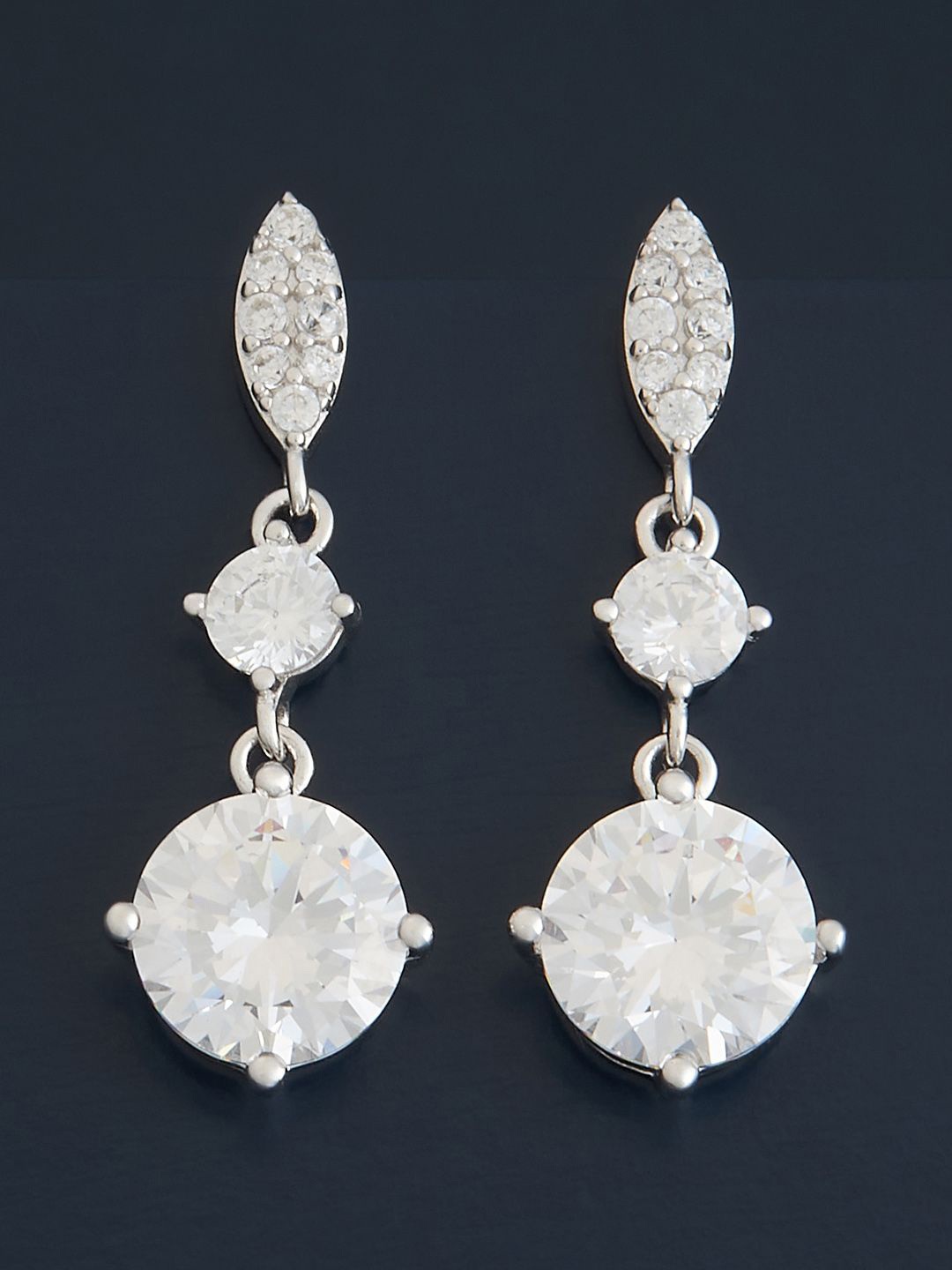 

Kushal's Fashion Jewellery Sterling Silver Zircon Rhodium-Plated Drop Earrings