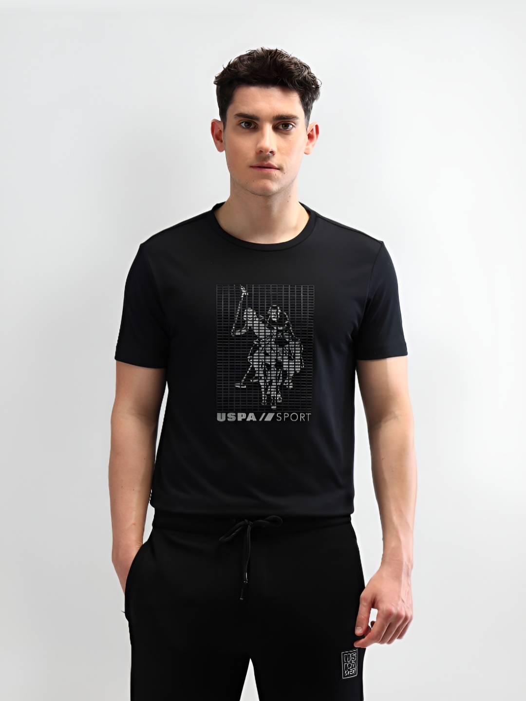 

U.S. Polo Assn. Men Brand Logo Printed Slim Fit T-shirt, Black