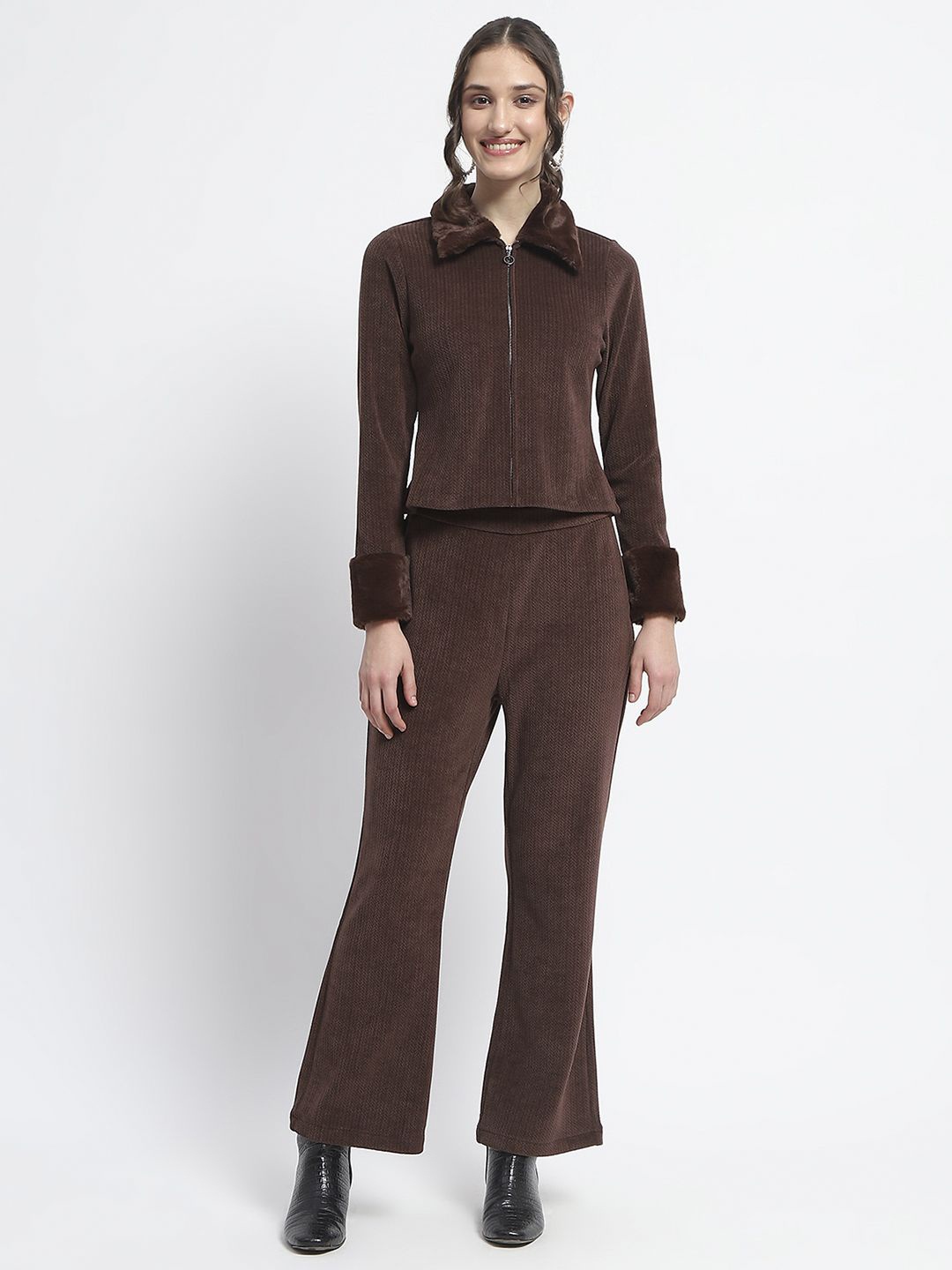 

Madame Long Sleeved Top & Trouser Co-Ord Set, Brown