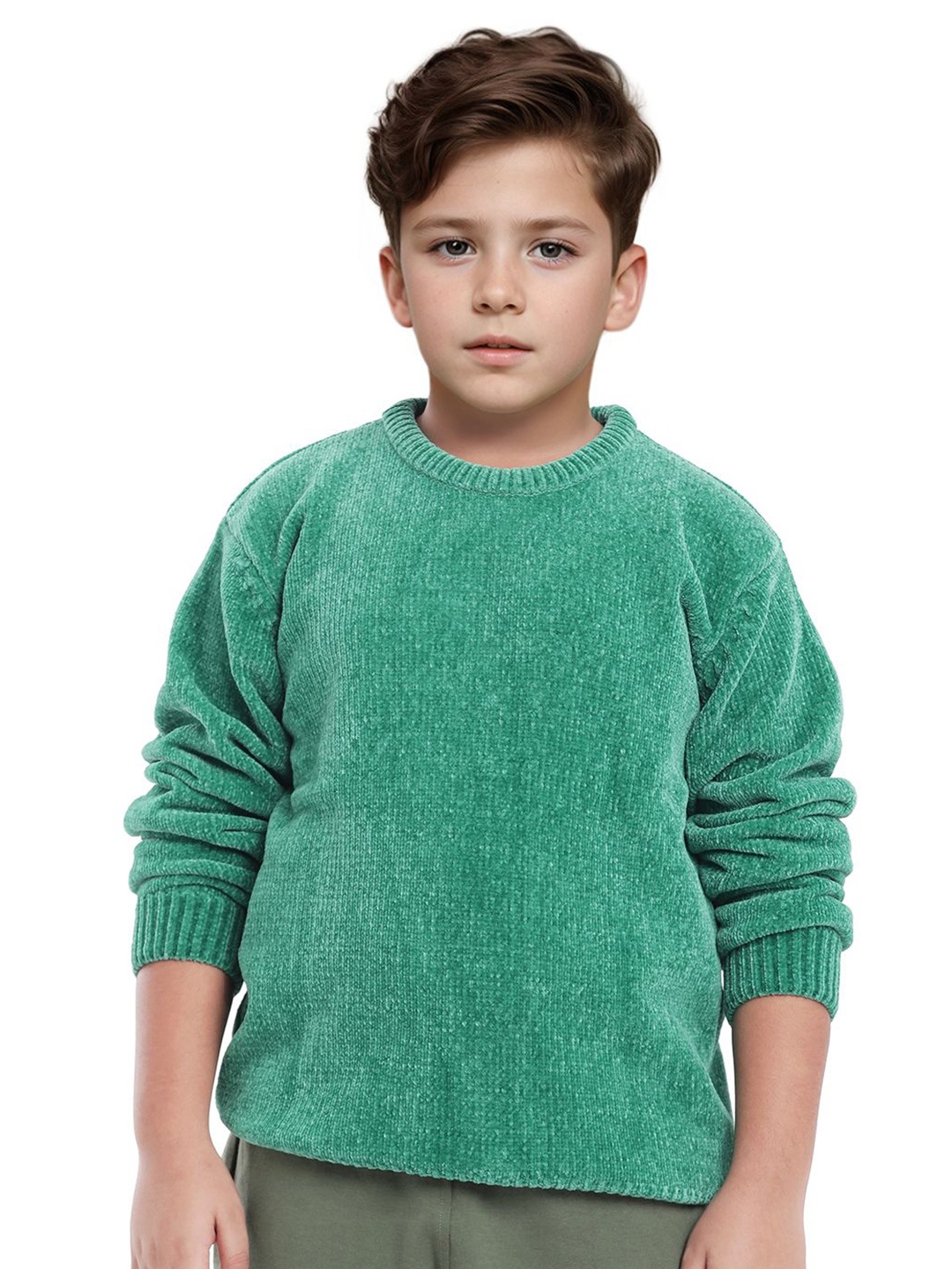 

Rare Ones Boys Solid Textured Sweater, Green
