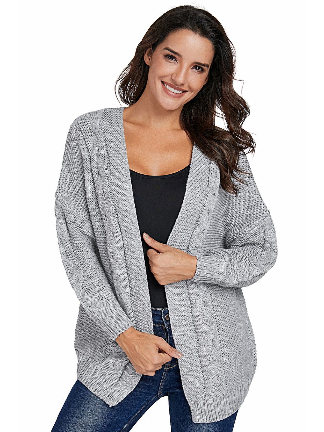 

StyleCast Women Front-Open Longline Sweater, Grey