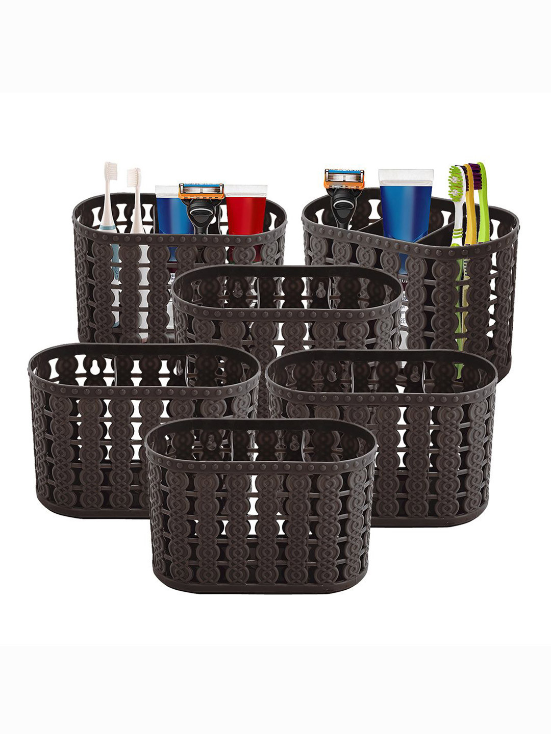 

Kuber Industries Brown 6 Pieces Reusable Hanging Wall Mounted Organisers