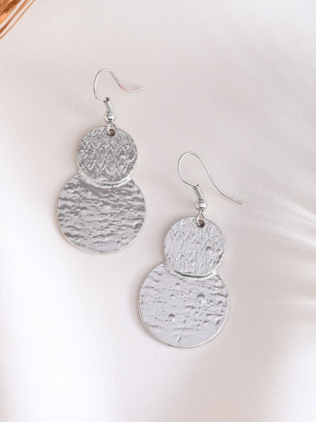 

RICHEERA Silver-Plated Circular Drop Earrings